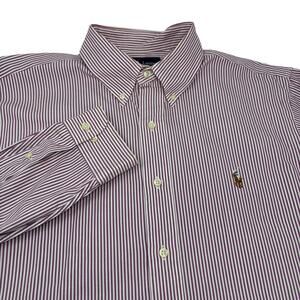 Ralph Lauren 16 1/2 32-33 Large Purple Striped Long Sleeve Button Down Shirt